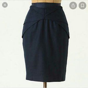 Anthro NWT Navy Pencil Skirt Linen Blend